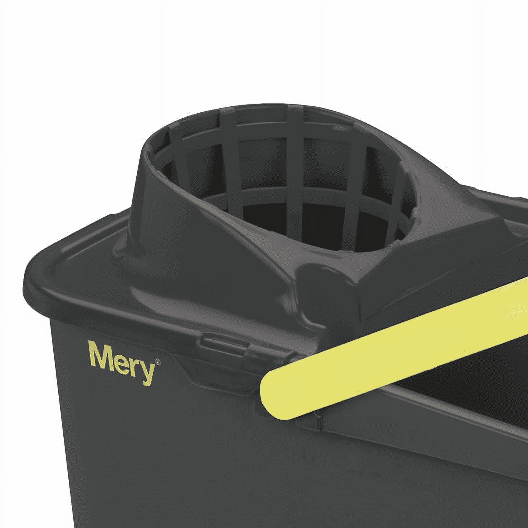 Mery Cleaning Bucket with Wheels, Gray & Green 14L, 15 inches, Wringer Included, Plastic