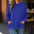 thumbnail image 3 of Casual Oversized Top for Women Crewneck Long Sleeve Textured Pullover Sweatshirt with Pockets, 3 of 7