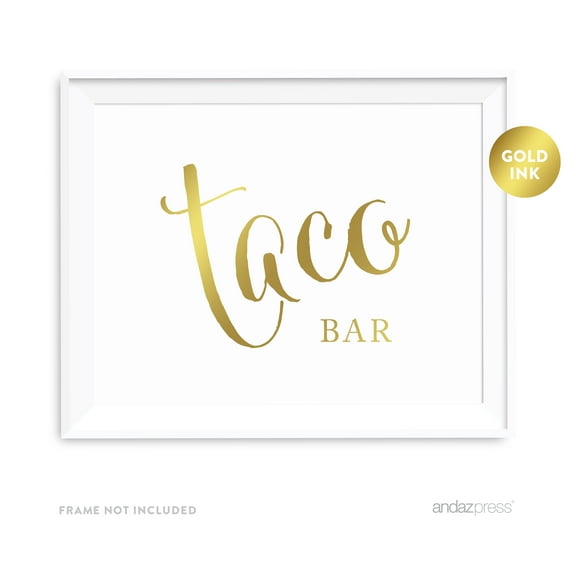 Taco Bar Metallic Gold Wedding Party Signs