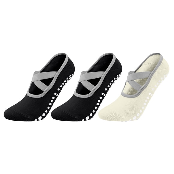 Chaussettes de Pilates Chaussettes de Pilates à Prise pour Femmes Chaussettes Antidérapantes à Prise avec Poignées pour Yoga Danse Entraînement à la Maison