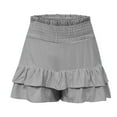 thumbnail image 5 of Lroveb Summer Shorts for Women 2024 High Waisted Ruffle Hem Shorts Pleated Casual Flowy Beach Shorts Grey, 5 of 6