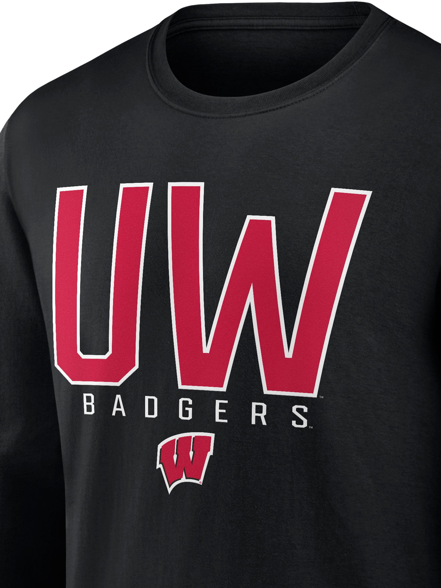 NCAA Wisconsin Badgers Men's Cotton Black Long Sleeve T-Shirt