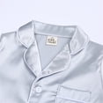 thumbnail image 3 of Children Sleepwears Girls Boys Pajamas Set Satin Silk Short Sleeves Sleepwear 2PCS Button Down Classic Loungewear Shorts Homewears Loungewear For Child, 3 of 9