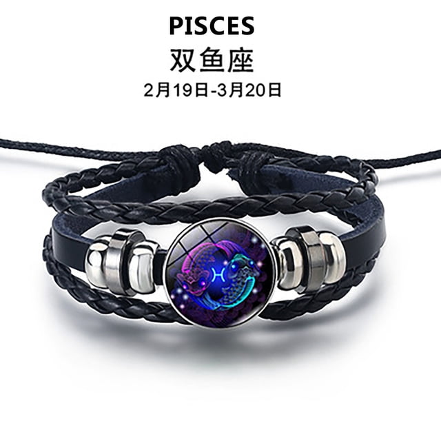 WREESH Men's And Women's Bracelets Twelve Constellation Leather Rope Bracelet