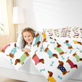 thumbnail image 3 of Homewish Cartoon Pet Dachshund Full Size Comforter Sets,Dog Bone Bedding Comforter Set,White,Reversible,3pcs,1 Comforter and 2 Pillowcases, 3 of 7