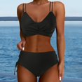 thumbnail image 2 of MIXUE Swim Suits for Women Solid Color High Waisted Bikini Sets for Women Set Two Piece Push Up Wrap Swim Suits Top Bottom Swimwears Beachwear,Black,XS, 2 of 5