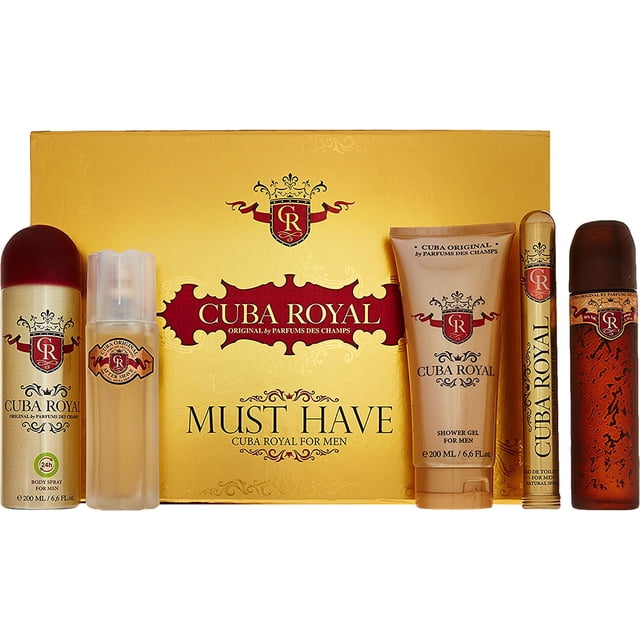 Cuba Royal by Cuba for Men - 5 Pc Gift Set 3.4oz EDT Spray, 1.17oz EDT Spray, 6.6oz Shower Gel, 3.3oz After Shave, 6.6oz Body Spray Cuba Cuba
