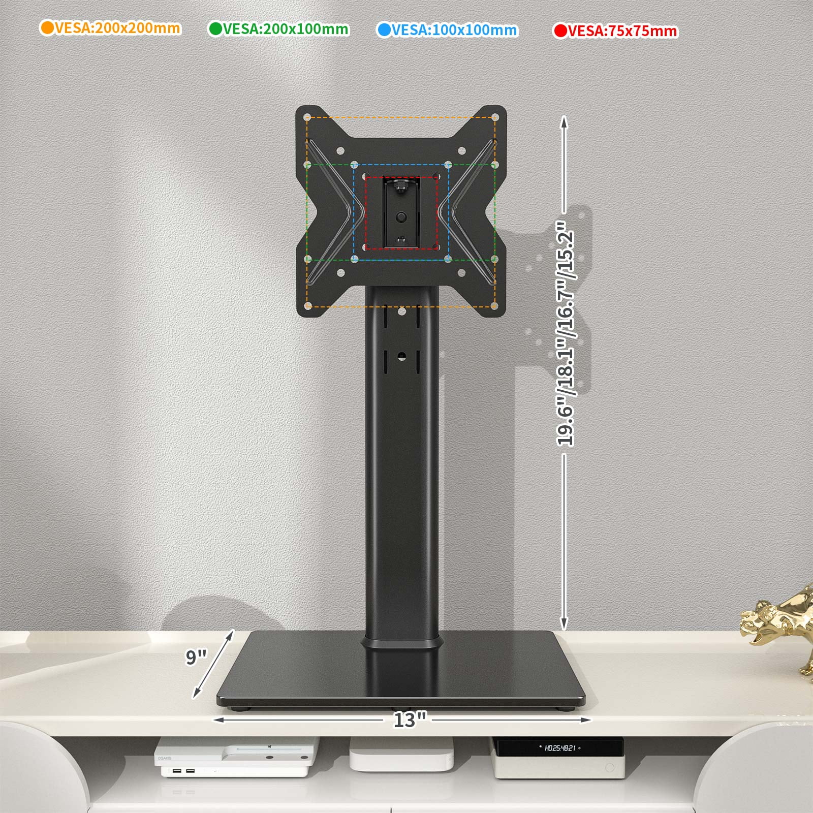 Hemudu HT02B-001W Cable Management Universal Swivel TV Stand Mount with 4 Level Height Adjustable