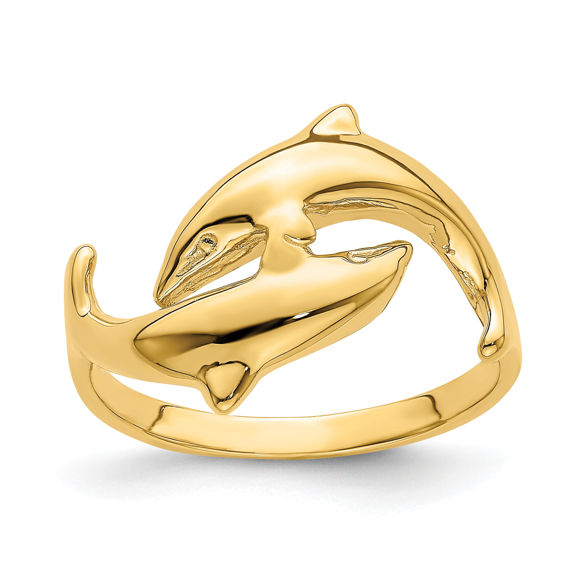 Saris and Things - 14k Yellow Gold Double Dolphin Band Ring - Walmart ...
