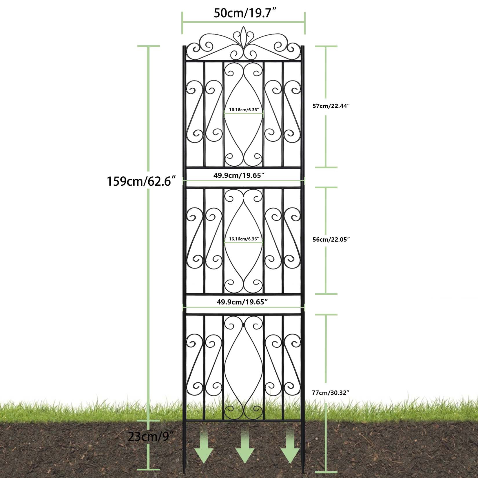 2pcs Black Metal Garden Trellis Rose Grapes Plant Trellis Outdoor Screen,19.7x71.6 inch