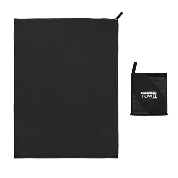 Toalla de microfibra plegable compacta Sunnimix 76x152cm para senderismo Negro