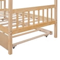 thumbnail image 6 of Twin Size House Bed with Twin Size Trundle, Solid Wood Bed Frame with Roof Headboard and Footboard, Playhouse Bed for Kids Boys Girls, Natural, 6 of 7