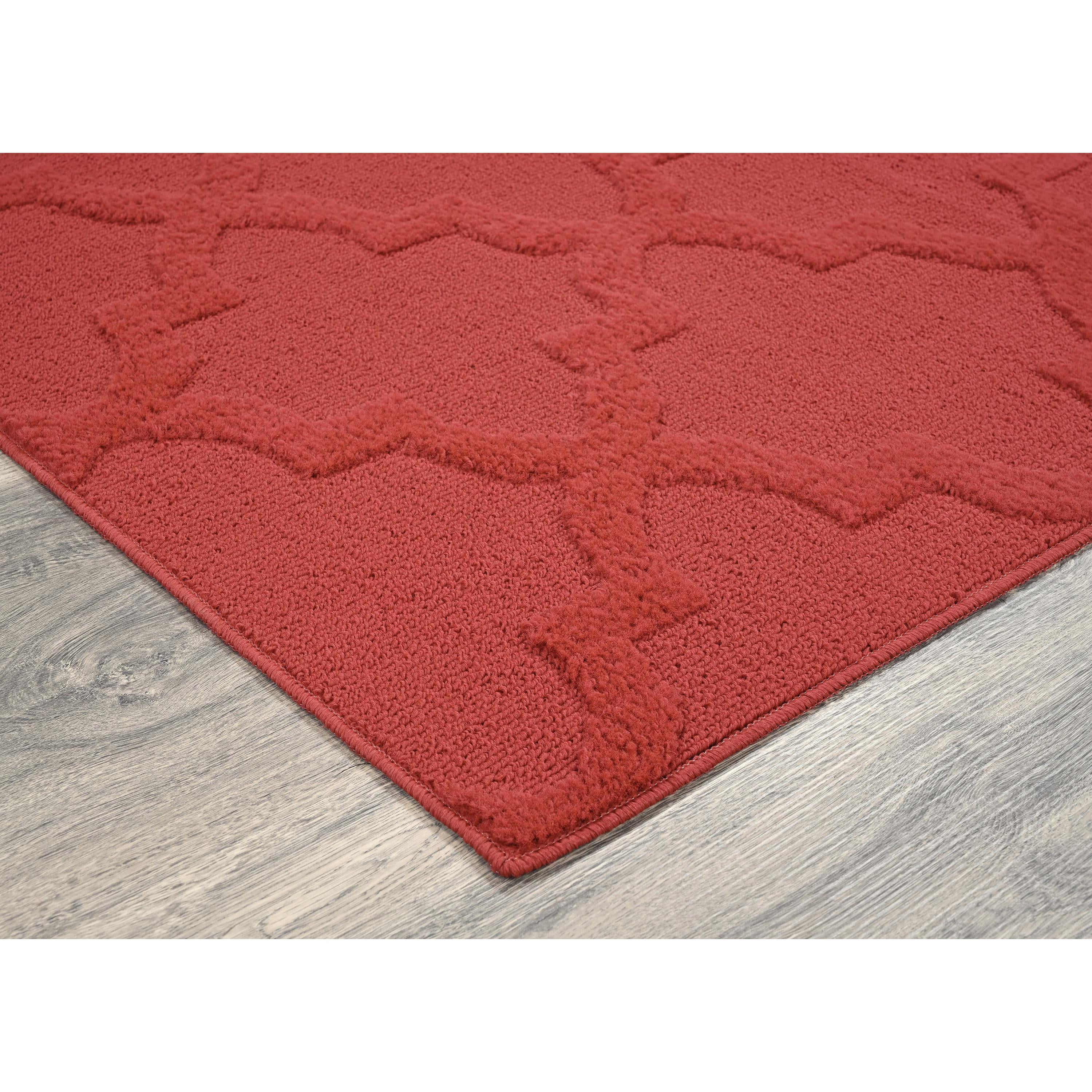 Garland Rug Quatro Polypropylene Chili Red Indoor Runner Rug, 3' x 12'