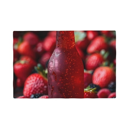 

Table Placemats Set of 4 - Berry Infused Refreshment 12x18 In Faux Linen Double Heat Resistant Place Mats Cloth Indoor/Outdoor Placemats Washable Table Mats for Dining Kitchen Party