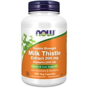 NOW Supplements, Milk Thistle Extract, Double Strength 300 mg, Silymarin (240 mg), Supports Liver Function*, With Artichoke and Dandelion, 200 Veg Capsules