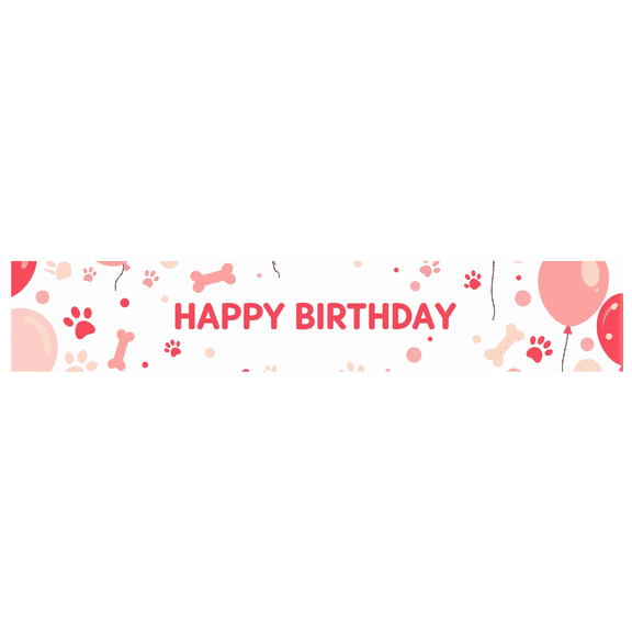 Cute Dog Themed Happy Birthday Banner with Balloons Cakes and Gifts Backdrop Party Decors for Pet Themed Party Birthday Celebrations Photography Props