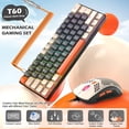 thumbnail image 2 of LexonElec T60PRO 60% Mechanical Keyboard and Mouse Combo+Coiled USB C Cable, Compact RGB LED Backlit Keyboard, Clicky Blue Switch, 6400 DPI Programmable RGB Mouse for PC Mac Gamer(Gray&Orange), 2 of 9