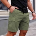 thumbnail image 2 of USNSM Cargo Shorts for Men Drawstring Elastic Waist Shorts with Multi Pockets Solid Color Casual Workout Sport Pants Green M, 2 of 9