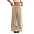 thumbnail image 3 of Wide Leg Pants for Women Flowy Palazzo Drawstring Elastic Waist Trousers Beach Vacation Clothes Color XXL, 3 of 9