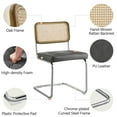 thumbnail image 2 of Art Leon Mid Century Modern Dining Chairs Set of 2, Rattan Upholstered Kitchen Chair with Chrome Legs, Faux Leather Living Room Chairs, Gray, 2 of 8