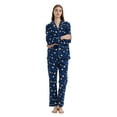 thumbnail image 3 of Apparonia Women's Pajama Sets 100% Cotton Flannel Ladies PJs Button Front Top Drawstring Bottoms Midnight Flurry XXL, 3 of 6