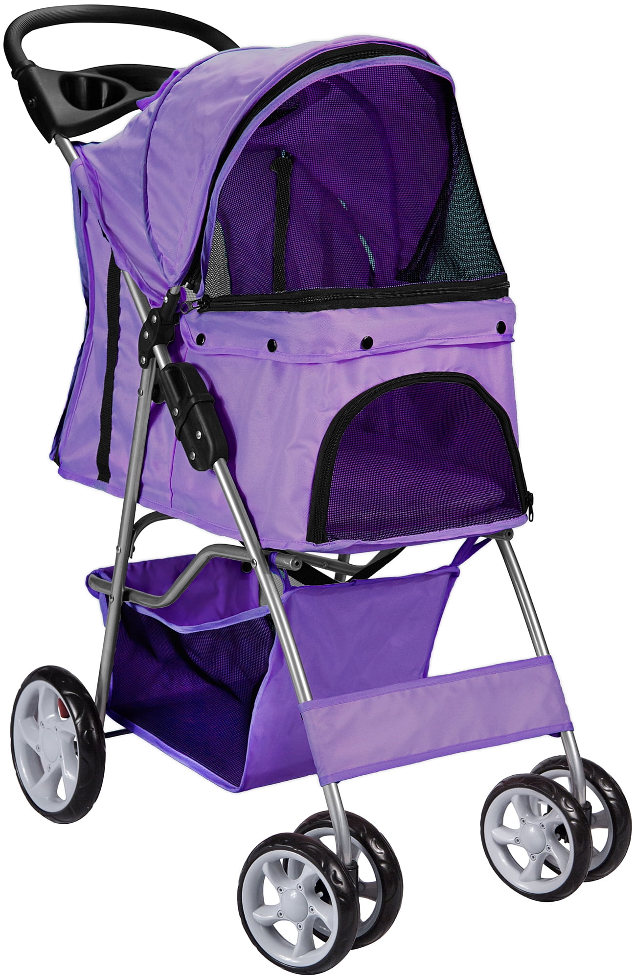 Paws & Pals Folding Pet Stroller, Purple