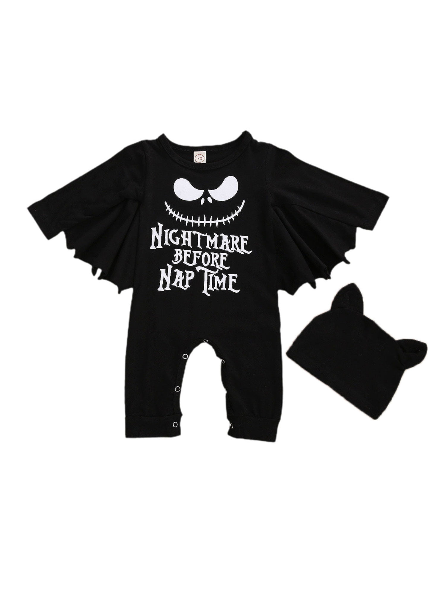 Details about  /  Infant Baby Kids Halloween Cosplay Costume Bat Long Sleeve Romper Jumpsuit Hat