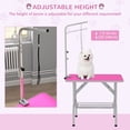 thumbnail image 4 of Table de Toilettage pour Chien Pliable avec Bras à Hauteur Réglable et Tablette de Rangement, Surface en Caoutchouc Antidérapante, Station de Toilettage pour Animaux Rose pour Usage Domestique Ou Professionnel, 35.4"L x 23.6"W x 29.5"H, 4 of 7