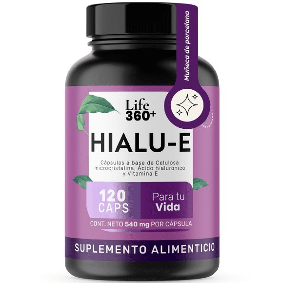 Suplemento Alimenticio LIFE 360+ Hialu-E Ácido Hialurónico 120 Cápsulas Vitamina E