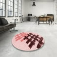 thumbnail image 4 of Ahgly Company Machine Washable Indoor Round Transitional Pink Area Rugs, 6' Round, 4 of 7