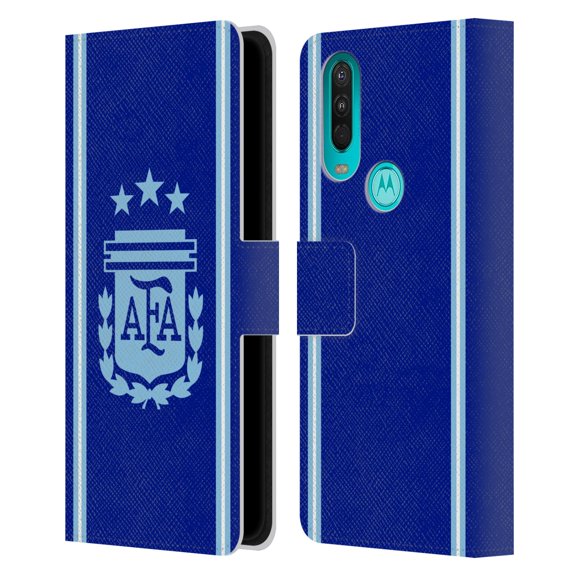 Head Case Designs Officially Licensed Argentina National Football Team 2024/25 Crest Kit Away Leather Wallet Case Compatible with Motorola One Action