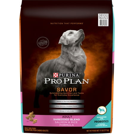 Purina Pro Plan With Probiotics Dry Dog Food; SAVOR Shredded Blend Salmon & Rice Formula - 17 lb.