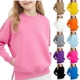 thumbnail image 3 of Grblisyd Girls Sweatshirts Kids Long Sleeve Tops Cute Crewneck Oversized Hoodless Fashion side split warm sweatshirts pullover, 3 of 3