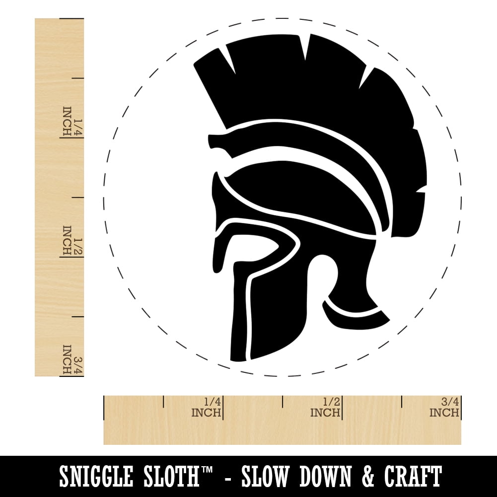 Ancient Greek Roman Spartan Helmet Self-Inking Rubber Stamp Ink Stamper - Brown Ink - Small 3/4 Inch