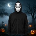 thumbnail image 2 of XIAOCHA Mens Oversized Halloween Hoodie Zipper‑Face Hood Ornate Swirl Mask Inner Graphic Hoodies Sweatshirt, Black, Sizes L, 2 of 6