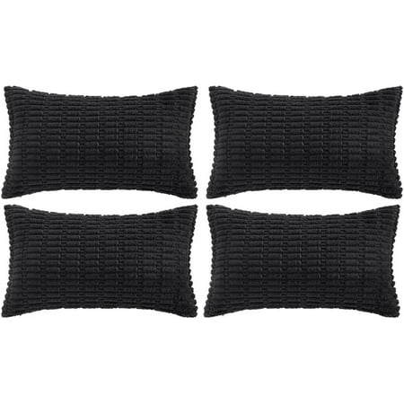 

Fancy Homi 2 Packs Boho Black Decorative Throw Pillow Covers 16x16 Inch for Living Room Couch Bed Sofa Rustic Modern Farmhouse Home Decor Soft Plush Corduroy Cute Square Cushion Case 16x16