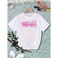 thumbnail image 2 of [Casual Wear] Happy Valentine's Day" Women's White T-Shirt - Pink Lettering, Short Sleeve Crew Neck, Casual Polyester Top, Machine Washable, Perfect for Spring/Summer Tee For Adult, Men, Women, Teen,, 2 of 7