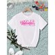 thumbnail image 2 of [Casual Wear] Happy Valentine's Day" Women's White T-Shirt - Pink Lettering, Short Sleeve Crew Neck, Casual Polyester Top, Machine Washable, Perfect for Spring/Summer Tee For Adult, Men, Women, Teen,, 2 of 7