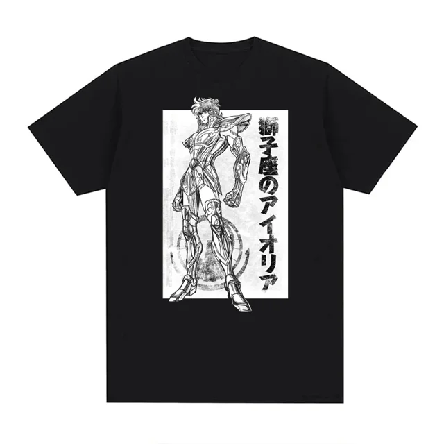 Camiseta de Anime Saint Seiya para hombre y mujer, camisa con estampado gráfico de Seiya lavada, 100% algodón, Tops Unisex, talla europea, camisetas Retro de manga corta