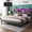 Grey, variant on EnHomee King Size Bed Frame with 2-Tier Storage Shelf Upholstered Bed Frame with Headboard & LED Lights & Charge Station,Beige