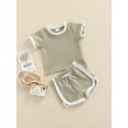 thumbnail image 4 of xiaxaixu Newborn Baby Two Piece Set, Infant Boy Girl Ribbed Casual Shirt Shorts, 4 of 10