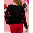 thumbnail image 6 of Women Valentine Heart Sweater Loose Crew Neck Long Sleeve Pullover Knit Tops Casual Streetwear, 6 of 7