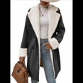 thumbnail image 3 of Abrigos de Invierno de Larga con Solapa Forrada para Mujer, Chaqueta Larga y Cálida con Doble Botonadura, Abrigo de Felpa. Gris Oscuro L, 3 of 8