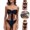 Black, variant on Women's Tan Through Slim Fit Hollow Translucent Non Tender Beach Bath Sunbathing No Sun Mark Breathable Strap Bikini