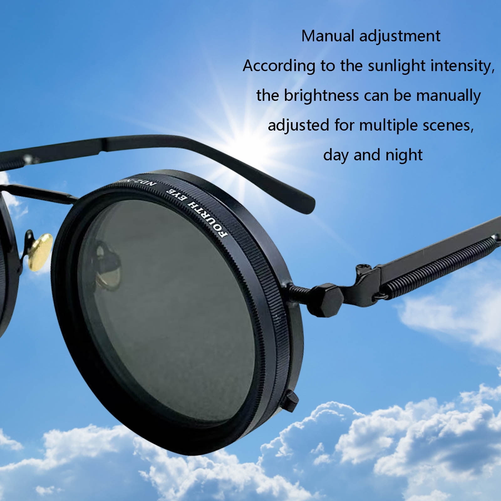 Adjustable Tint Sunglasses for Men, 1-9 Gears Polarized Round Lenses with ND Filter, Retro Beach Sunglasses for Outdoor Activities, Stylish & Functional Shade Glasses