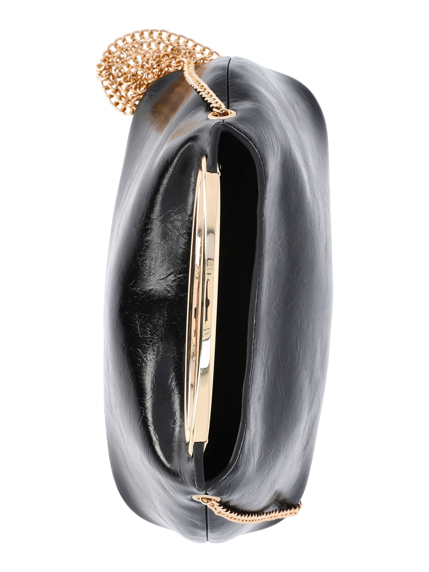 Scoop Women's Faux Leather Top Handle Clutch, Black