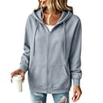 thumbnail image 2 of Resicozy Womens Zip Up Hoodies 2026 Fall Winter Casual Sweatshirts Zipper Oversized Lightweight Cute Jackets with Pockets Light Gray 2XL, 2 of 6