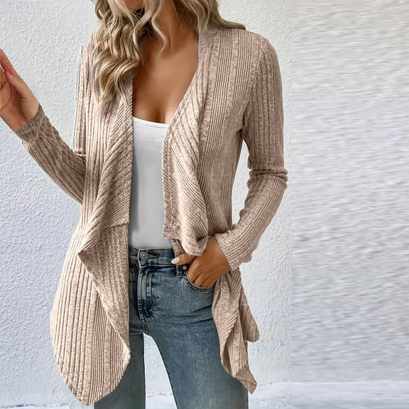 AOOCHASLIY 2023 Women Winter Coat Fashion Women's Casual Long Sleeve Loose Solid Ladies Outing Cardigan Blouse