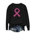 thumbnail image 3 of yoeyez Breast Cancer Awareness Shirts for Mom Pink Ribbon Graphic Tee Long Sleeve Crewneck Sweatshirts Pullover Black,XS, 3 of 5