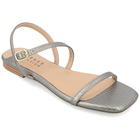 

Journee Collection Womens Crishell Textured Material Sling Back Stacked Heel Sandals